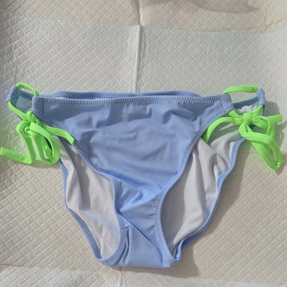 Victoria's Secret Blue and Green Side Tie Bikini Bottom-LARGE